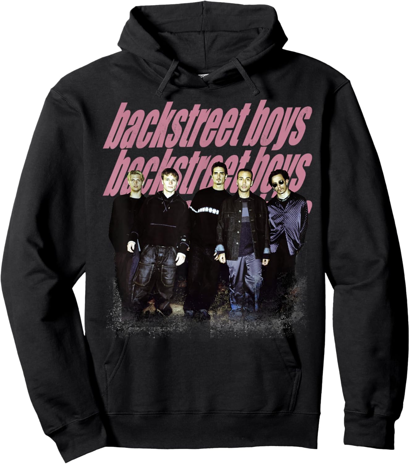 Backstreet Boys – Group Photo Repeat Logo Dark Heather Grey Hoodie - Hoodie | Black