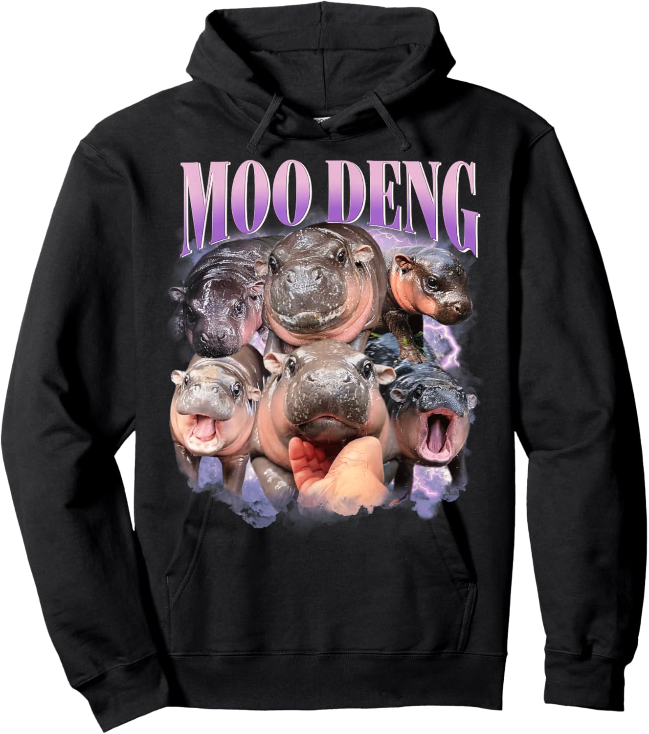 Funny Moo-Deng Baby Pygmy Hippo Cute Zoo For Family Hoodie - Hoodie | Black