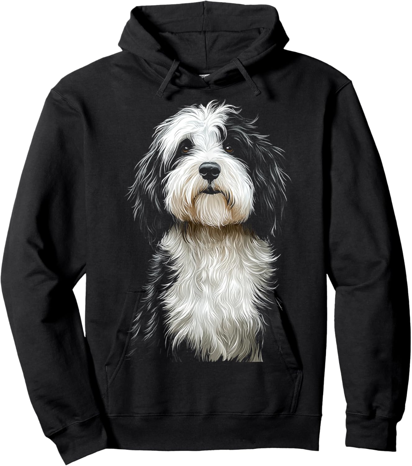 Old English Sheep Dog Motif Pet Artwork Old English Sheep Women Kids Hoodie - Hoodie | Black