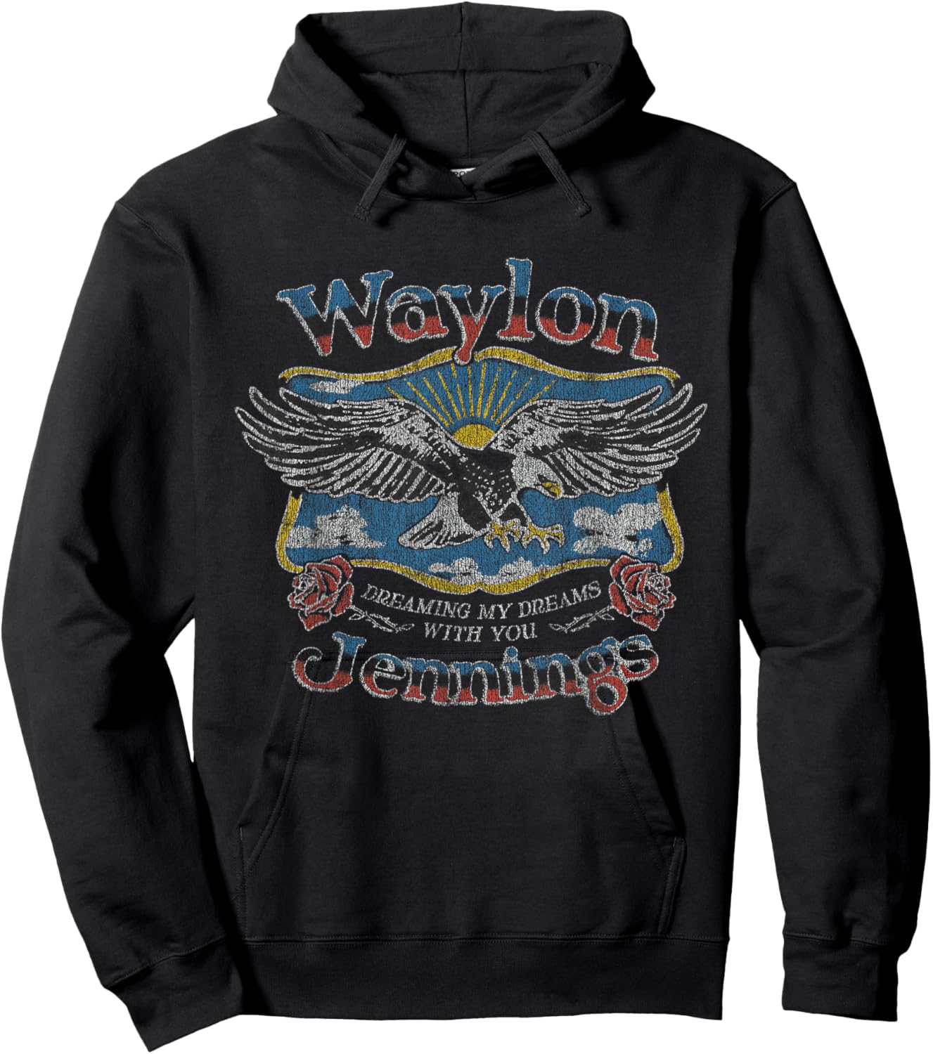 Waylon Jennings - Official Merchandise - Dreaming My Dreams Hoodie - Hoodie | Black