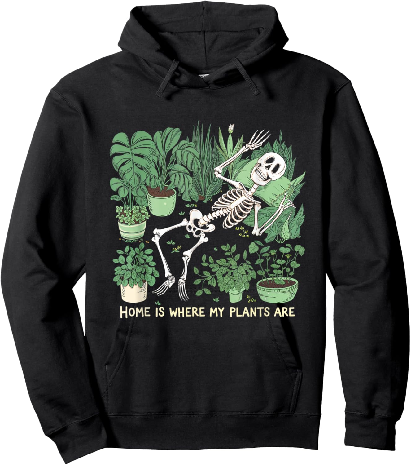 Where My Plants Are Plant Lover Skeleton Hoodie - Hoodie | Black