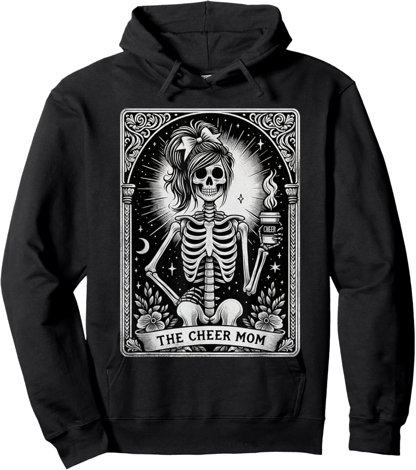 Funny Cheer Mom Halloween, Tarot Card Cheerleading Mom Hoodie - Hoodie | Black