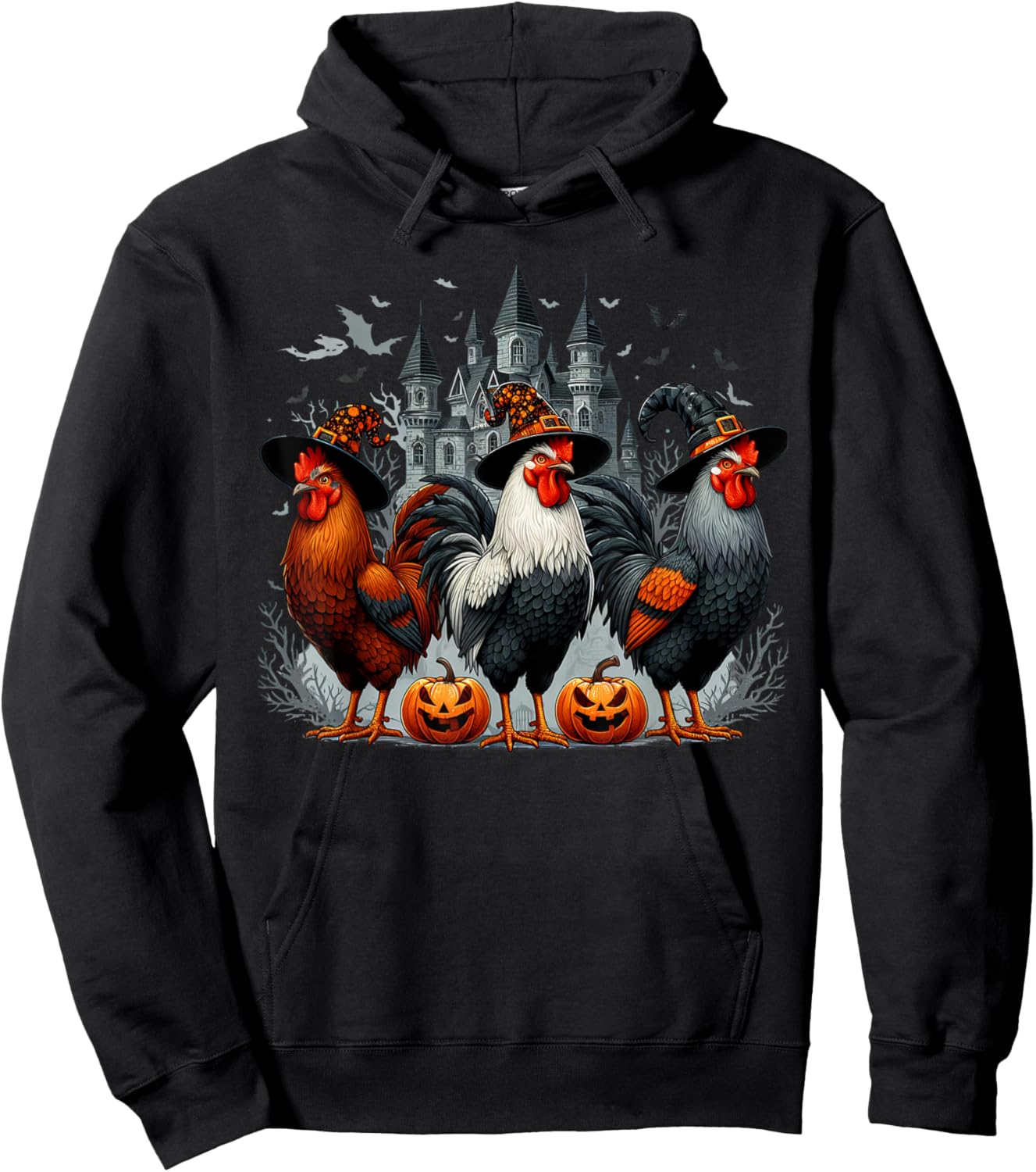 Retro House Chicken Witch Halloween Spooky Autumn Fall Hoodie - Hoodie | Black