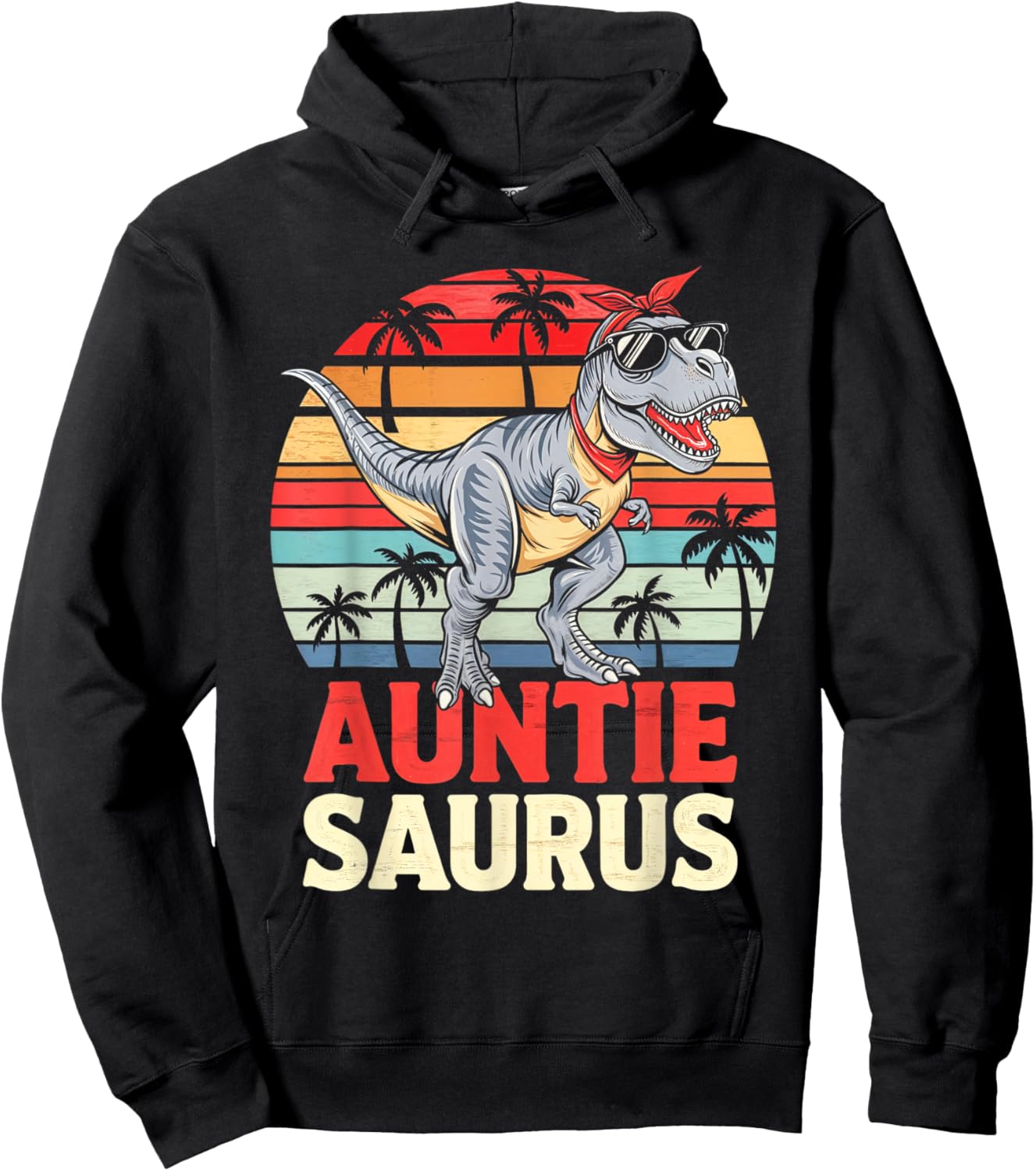 Auntie Saurus T Rex Dino Aunt Family Aunty Fun Hoodie - Hoodie | Black