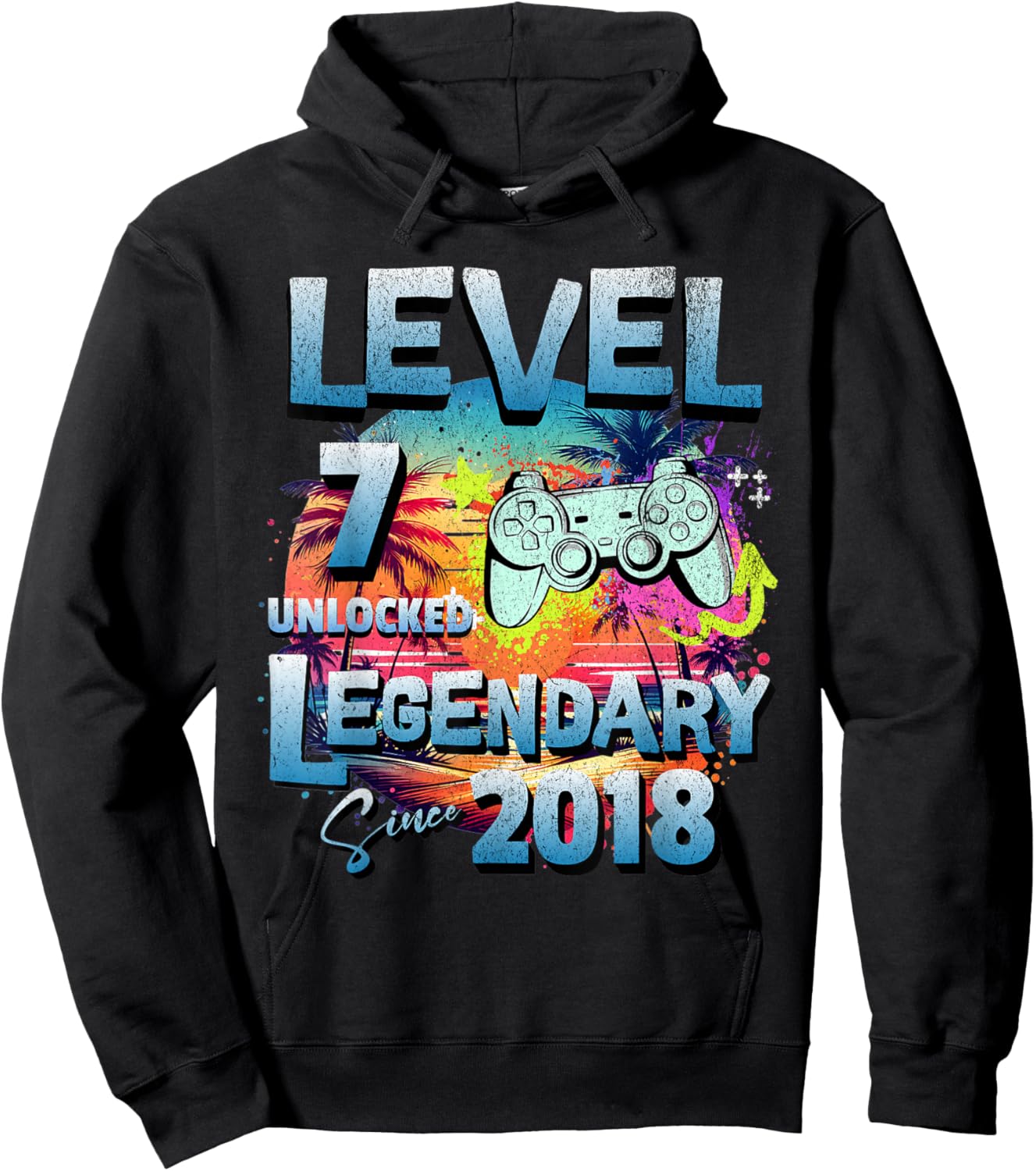 Level 7 years old unlocked since 2018 Legendary birthday Hoodie - Hoodie | Black