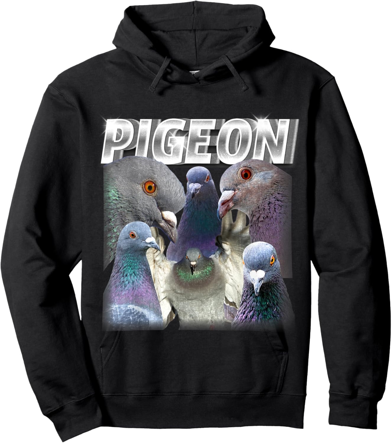 Funny Cute Pigeon Bootleg Rap Vintage Cool Bird 90s 2000s Hoodie - Hoodie | Black