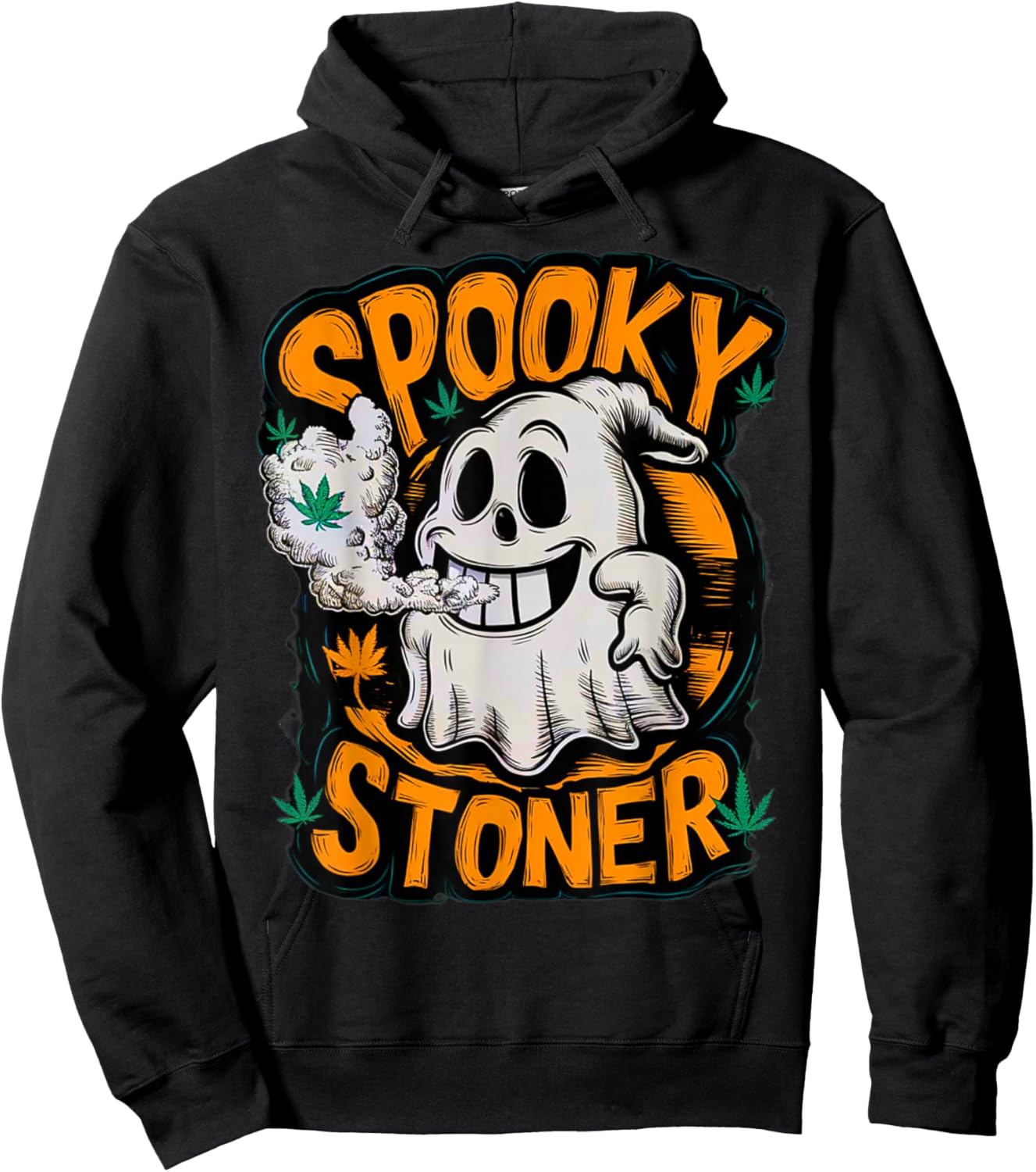 Spooky Stoner Funny Halloween Weed Cannabis Marijuana 420 Hoodie - Hoodie | Black
