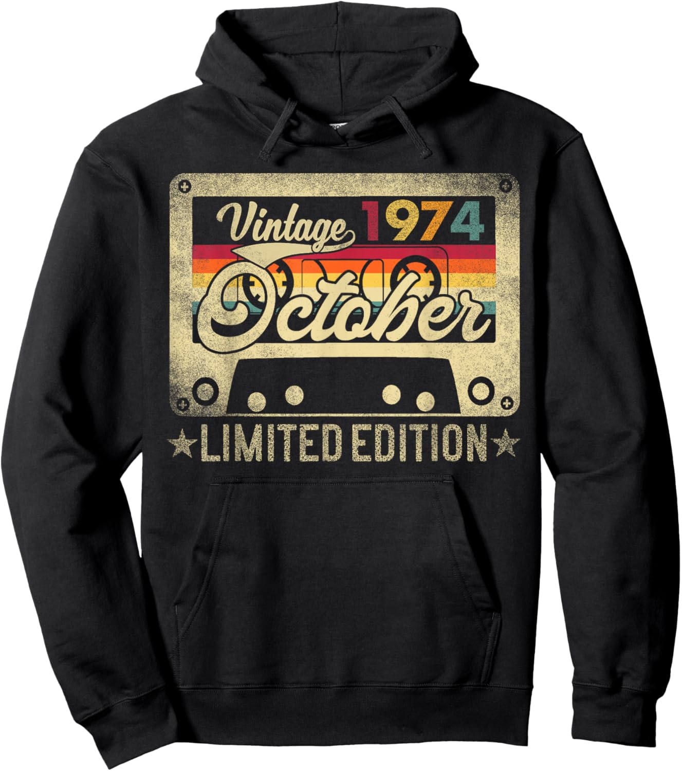 October 1974 Retro 51st Birthday Limited Edition Vintage Hoodie - Hoodie | Black