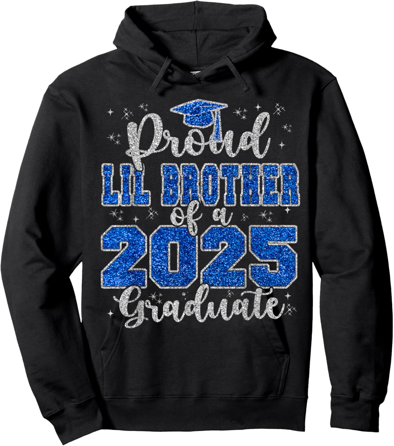 Proud Lil Brother of a 2025 Graduate Squad Graduation Hoodie - Hoodie | Black