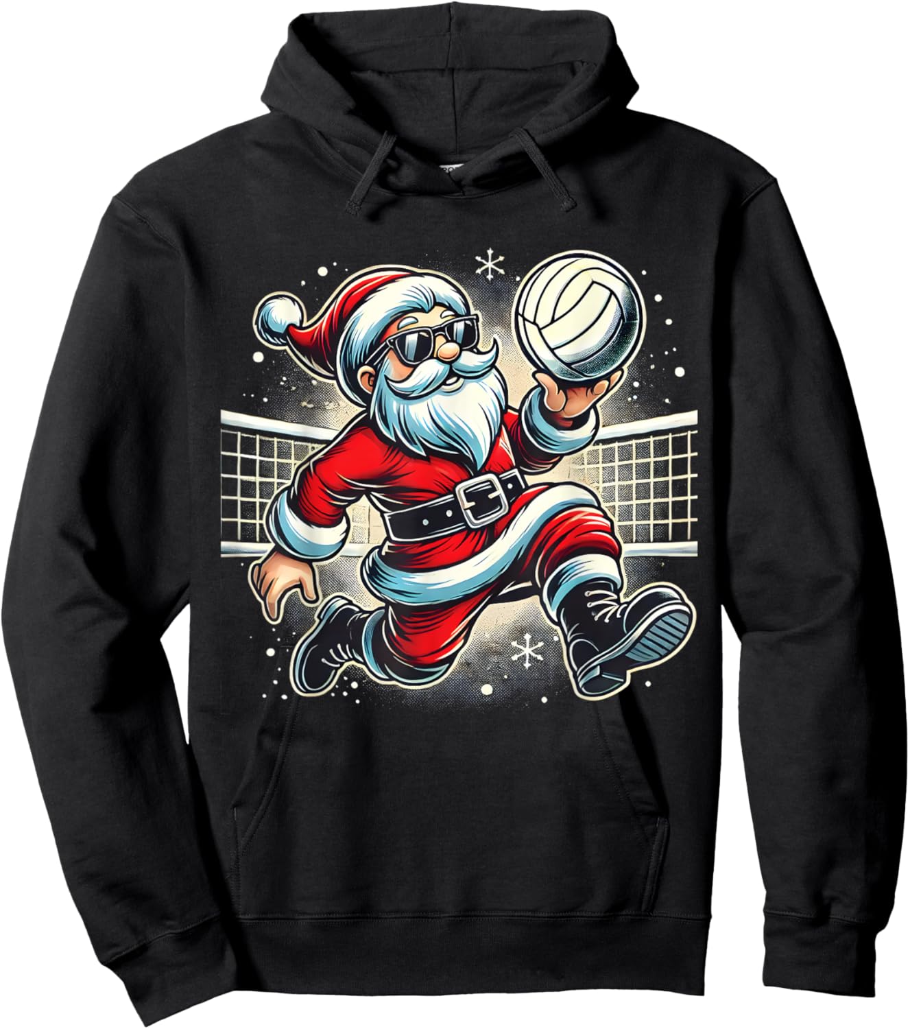 Santa Playing Volleyball Lovers Boys Girls Kids Christmas Hoodie - Hoodie | Black
