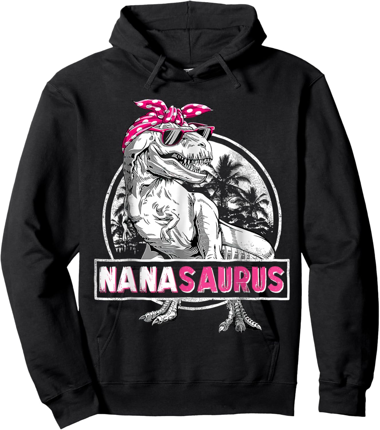 Funny Grandma Saurus Dinosaur Nanasaurus Family Matching Hoodie - Hoodie | Black