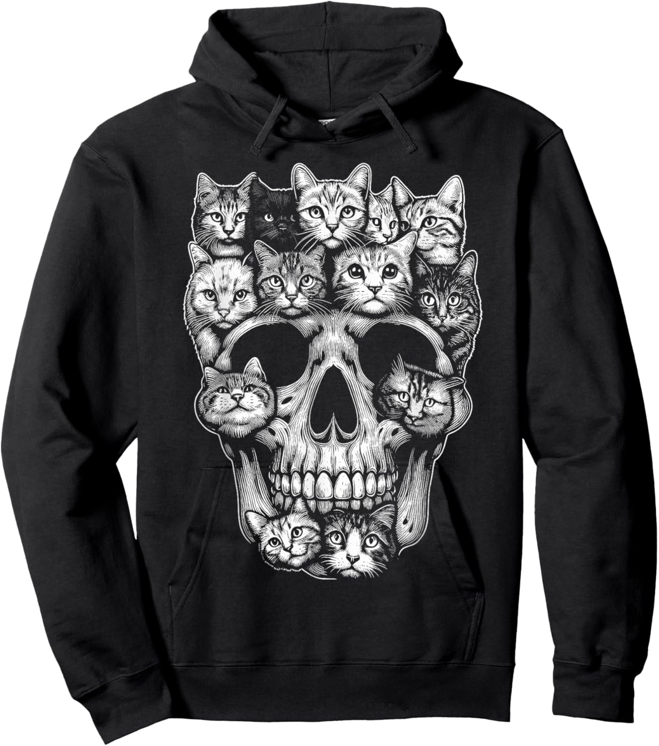 Cat Skull Skeleton Kitty Halloween Costume Cat Hoodie - Hoodie | Black