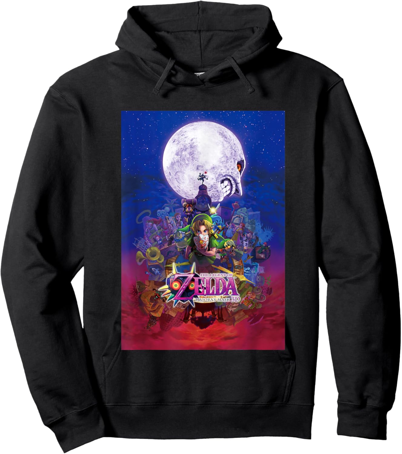 The Legend of Zelda Majora's Mask Gradient Distressed Poster Hoodie - Hoodie | Black