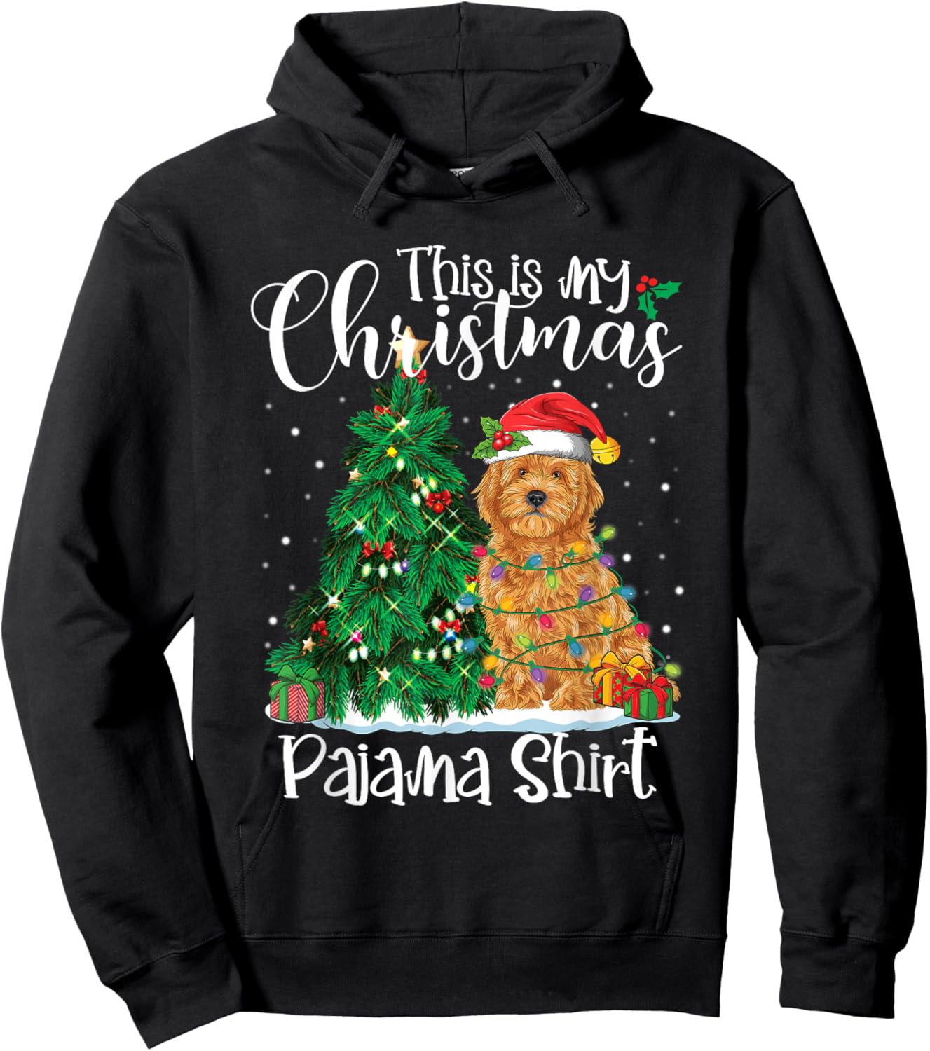 This Is My Christmas Pajama Shirt Goldendoodle Lover Dog Hoodie - Hoodie | Black