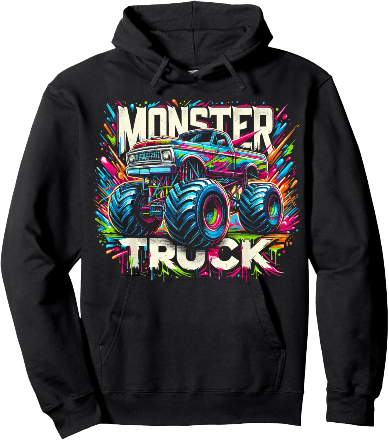 Colorful Graffiti Monster Truck Hoodie - Hoodie | Black
