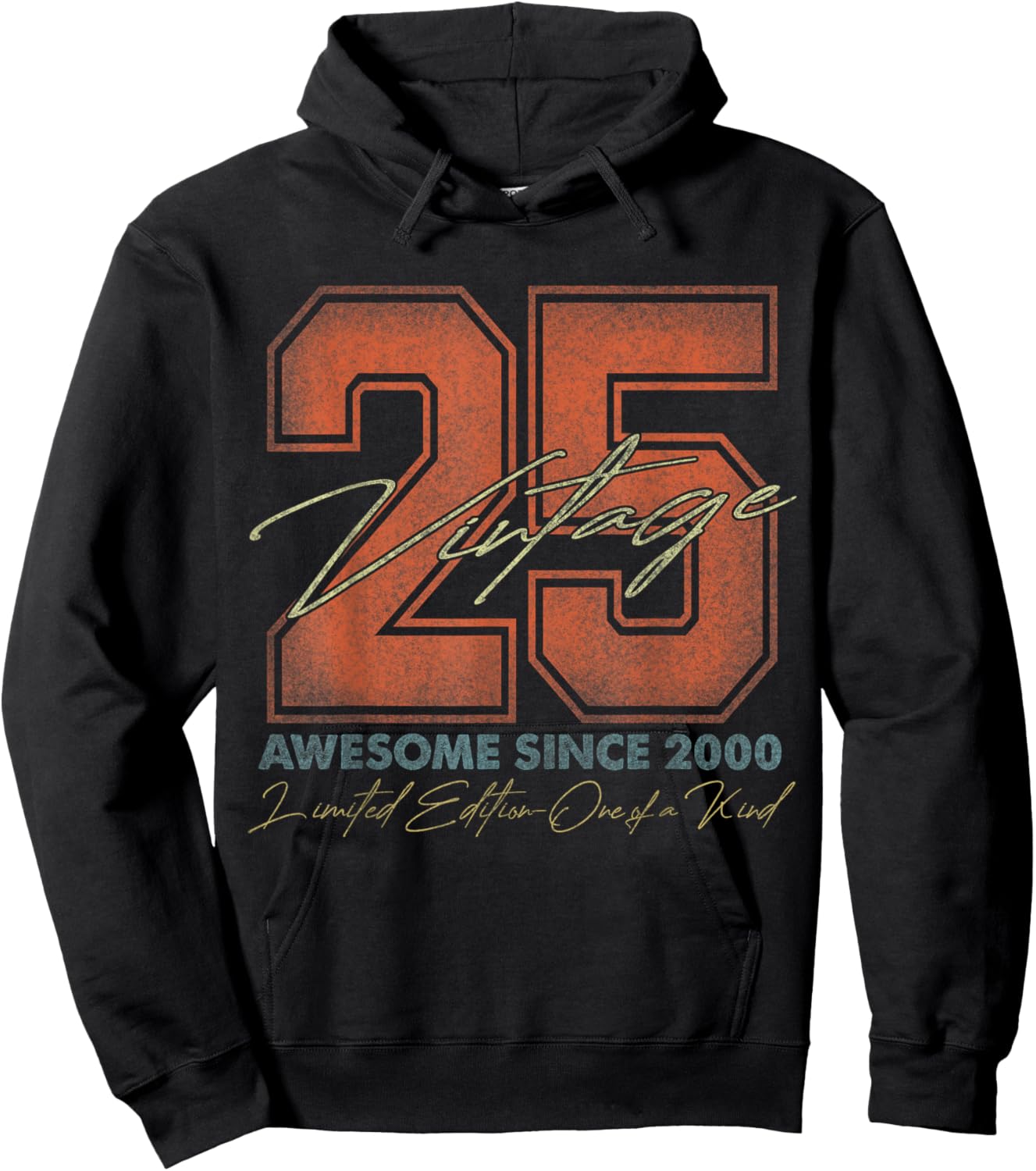 Vintage Number Shirts 2025 25th Birthday - -Adults - Black - Small - Short Sleeve - - Limited Edition Hoodie - Hoodie | Black
