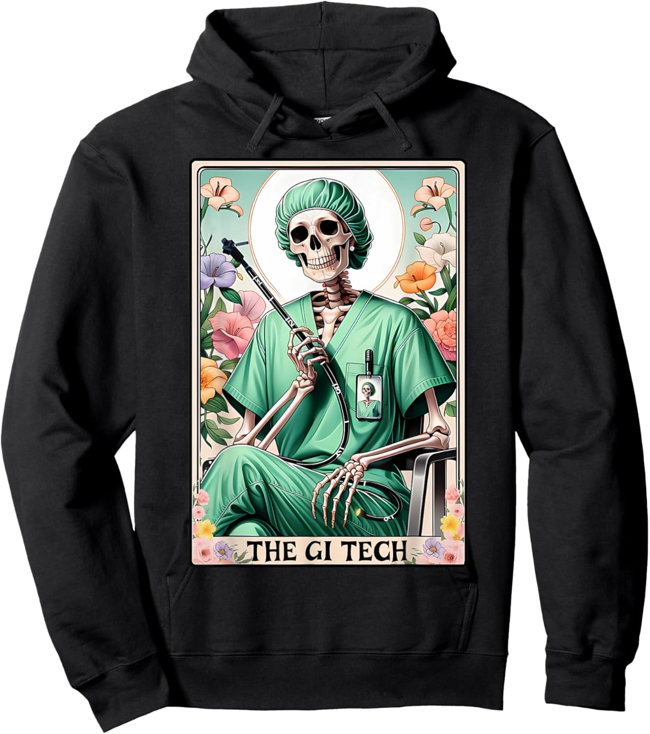 GI Tech Tarot Card Skeleton Gastroenterology GI Crew Endo Hoodie - Hoodie | Black