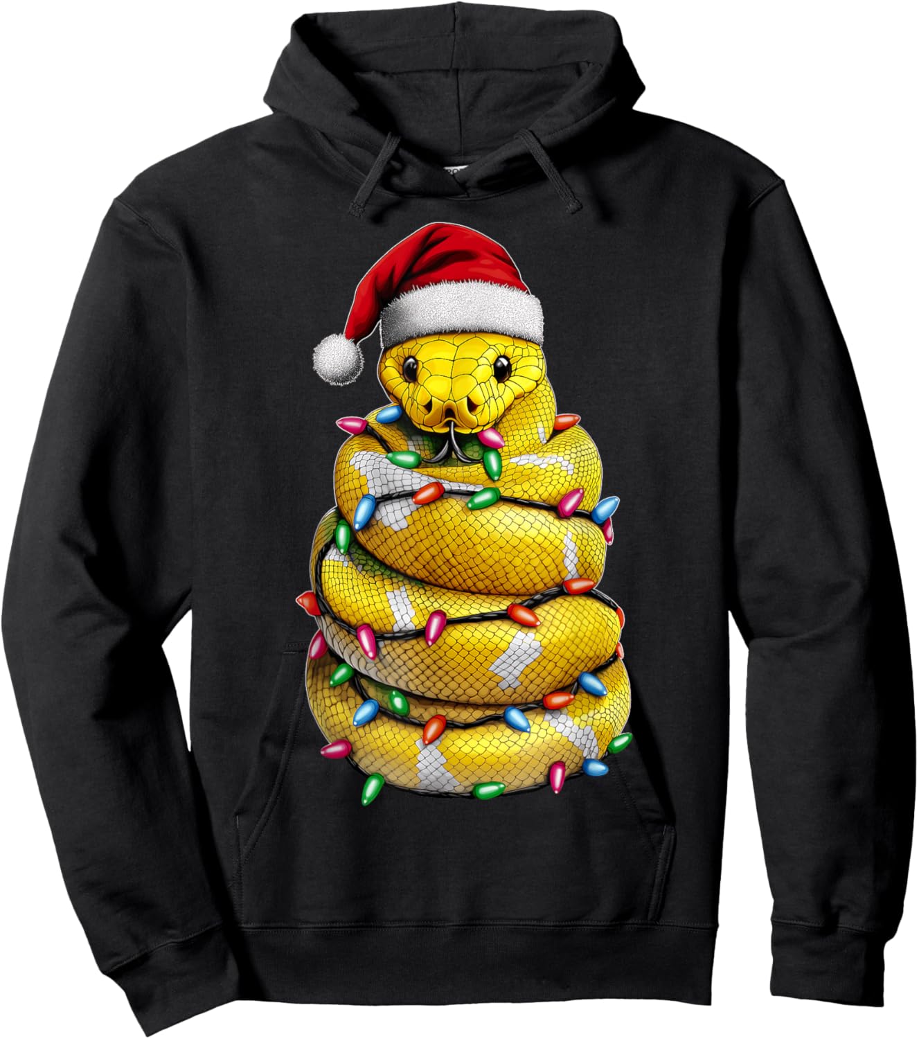 Ball Python Snake Christmas Hat Xmas Hoodie - Hoodie | Black