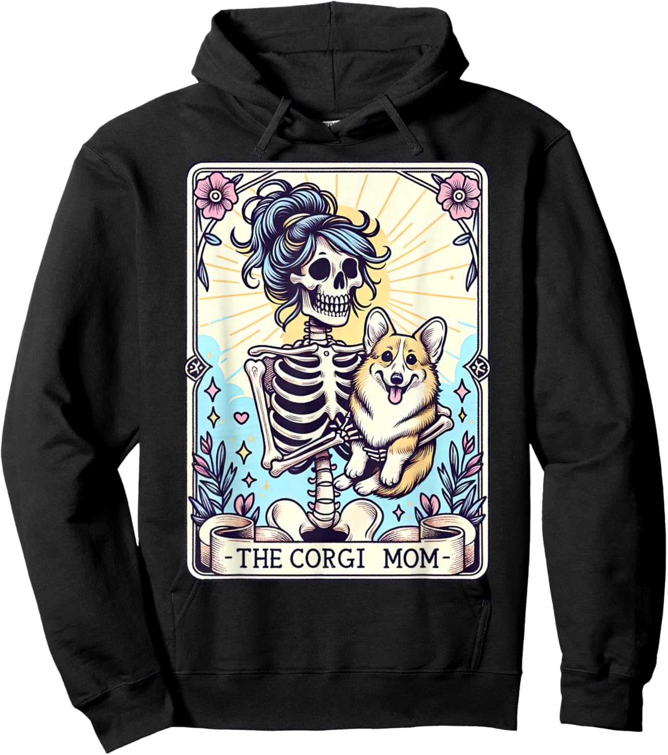 The Corgi Mom Skeleton Corgi Mama Puppy Dog Lover Women Hoodie - Hoodie | Black