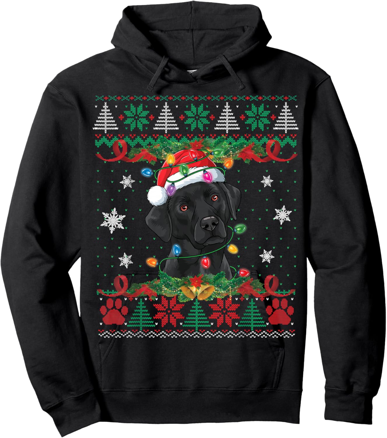 Black Lab Christmas Ugly Sweater Funny Dog Lover Xmas Hoodie - Hoodie | Black
