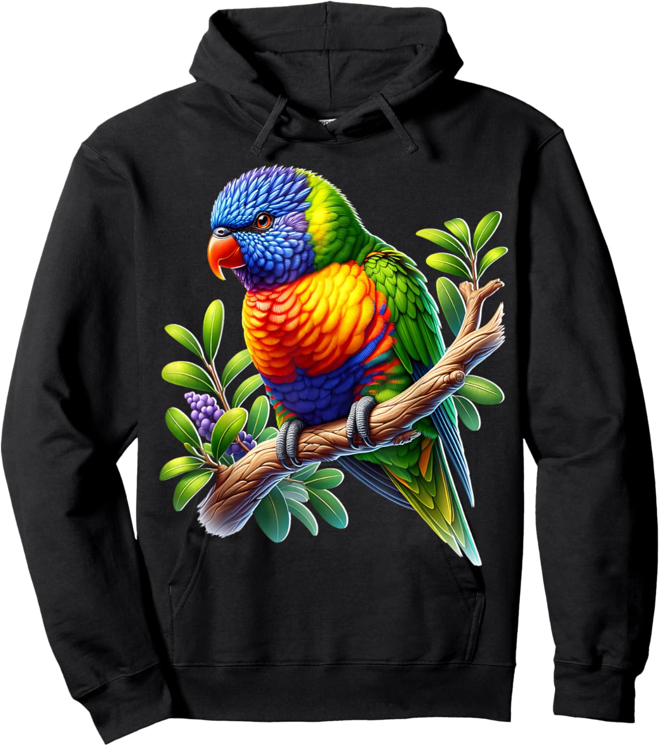Rainbow Lorikeet Design Hoodie - Hoodie | Black