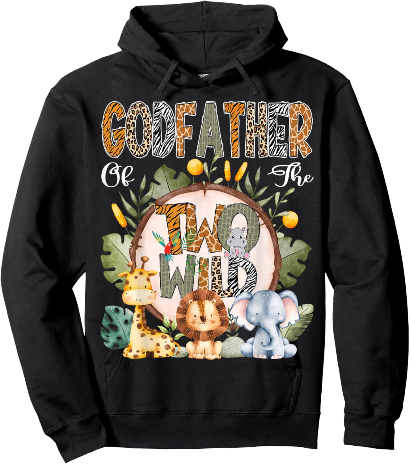 GodFather Of The Two Wild Animal Safari 2Nd Birthday Party Hoodie - Hoodie | Black