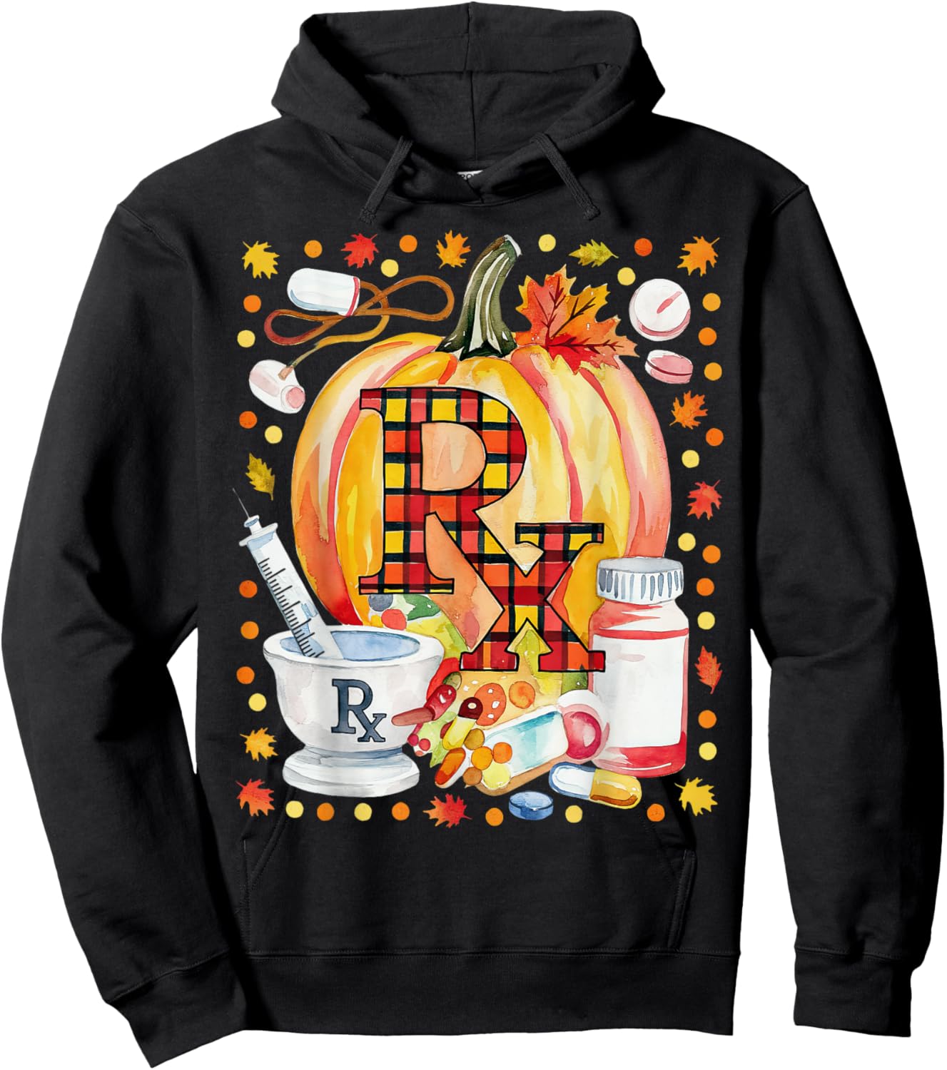 CPhT Pharmacy Technician Fall Autumn Leaves Pumpkin Season Hoodie - Hoodie | Black