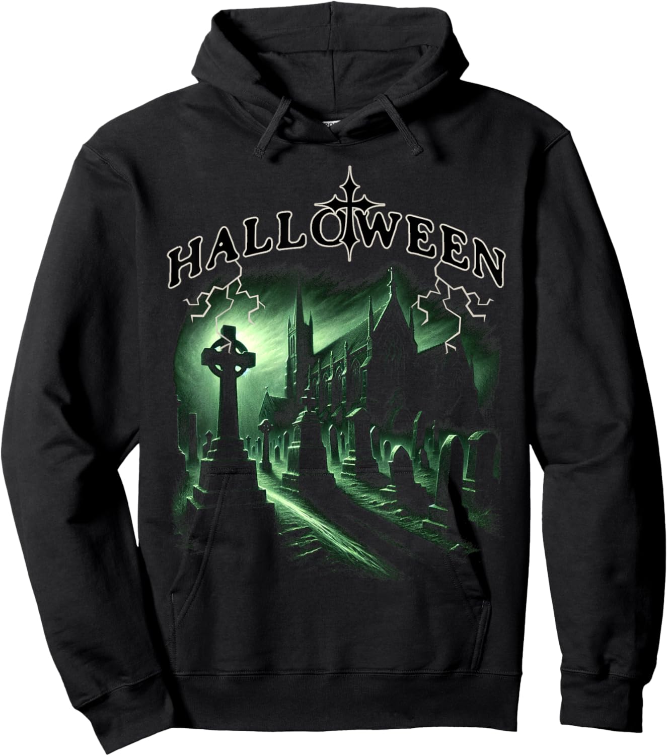 Halloween Spooky Churchyard Gothic Graveyard Scene Hoodie - Hoodie | Black
