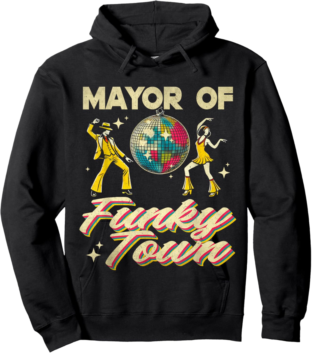 Mayor Of Funky Town Vintage Disco 80s Musician Funny Outfits Hoodie - Hoodie | Black
