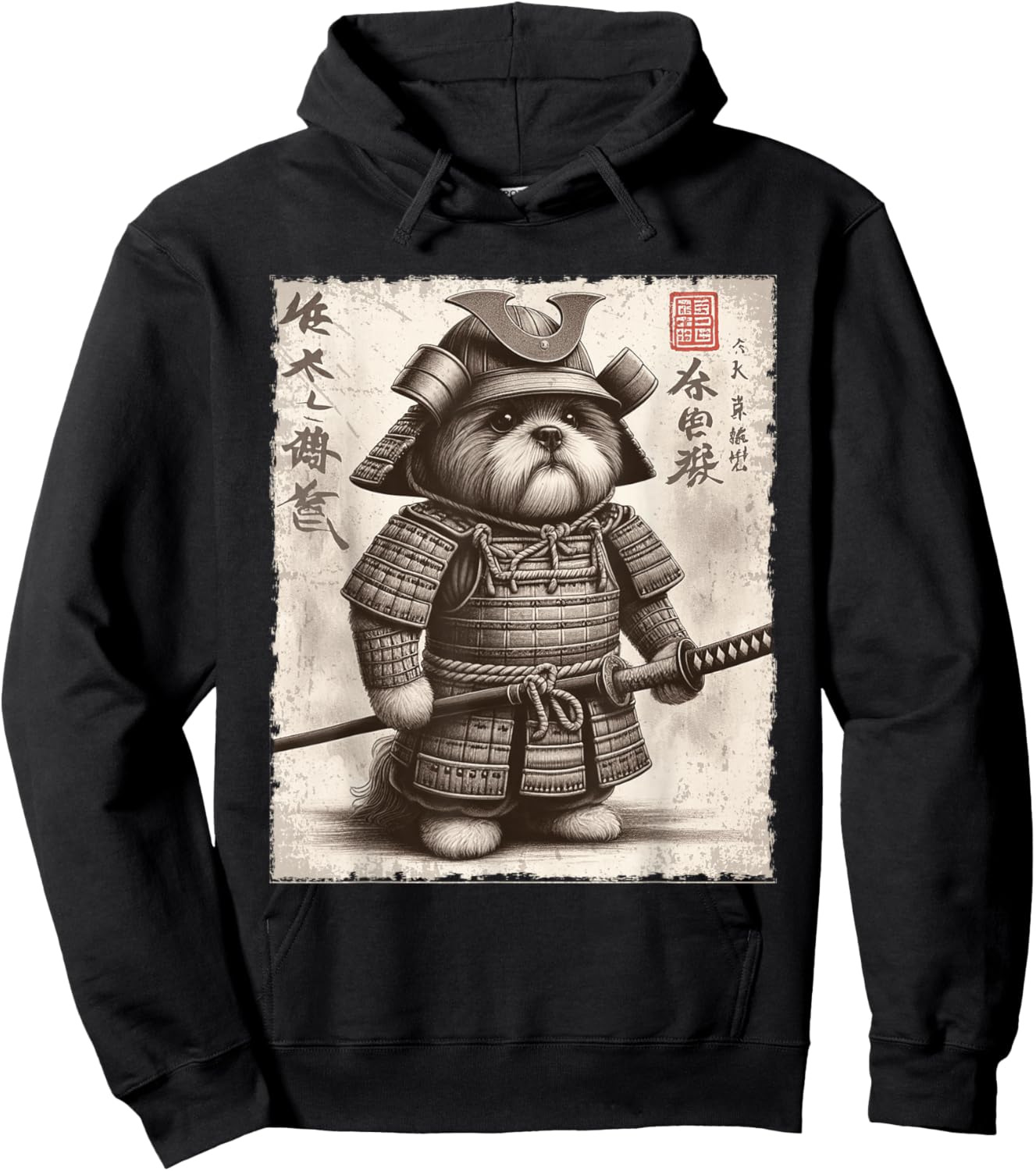 Funny Shih Tzu Dog Samurai Hoodie - Hoodie | Black