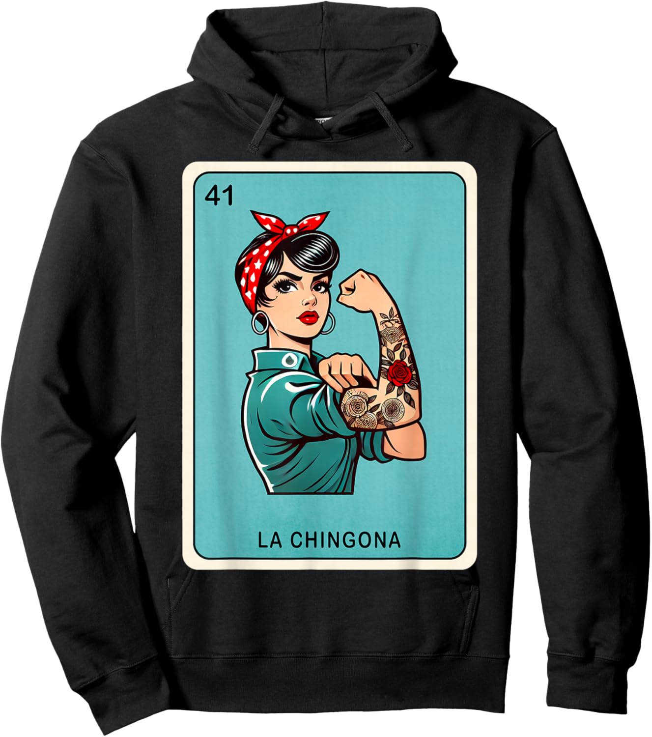 La Chingona Funny Card Mexican Lottery chingona women Hoodie - Hoodie | Black