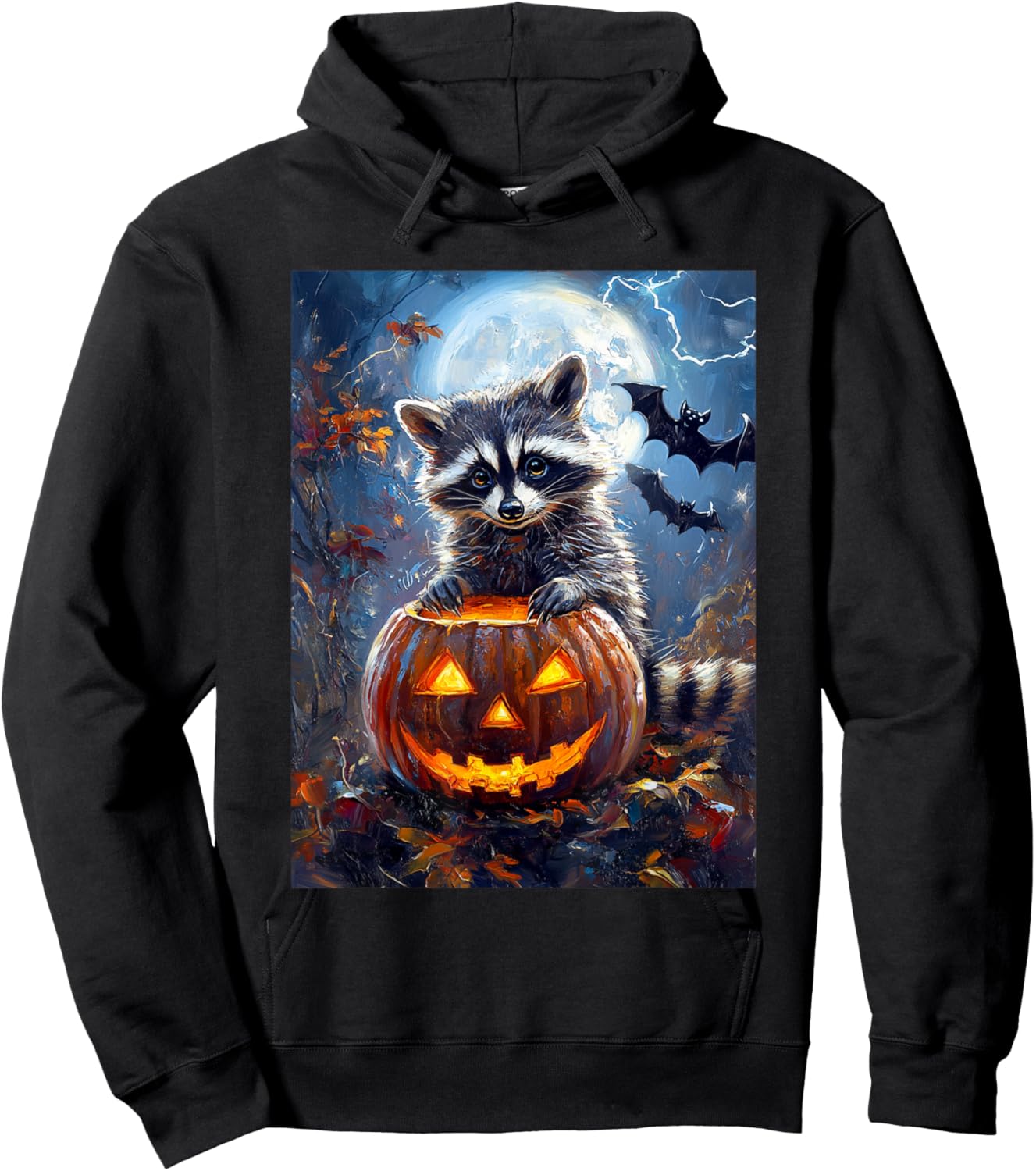 Halloween Girls Boys Spooky Raccoon Pumpkin Kids Halloween Hoodie - Hoodie | Black