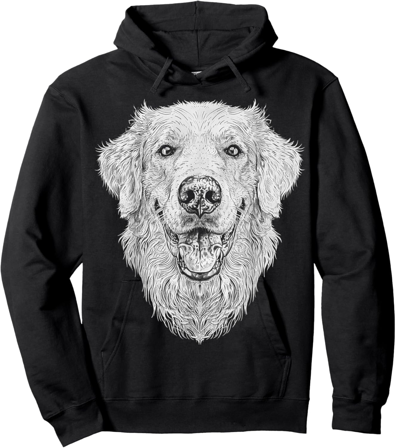 Golden Retriever Dog Motif Pet Illustration Golden Retriever Hoodie - Hoodie | Black