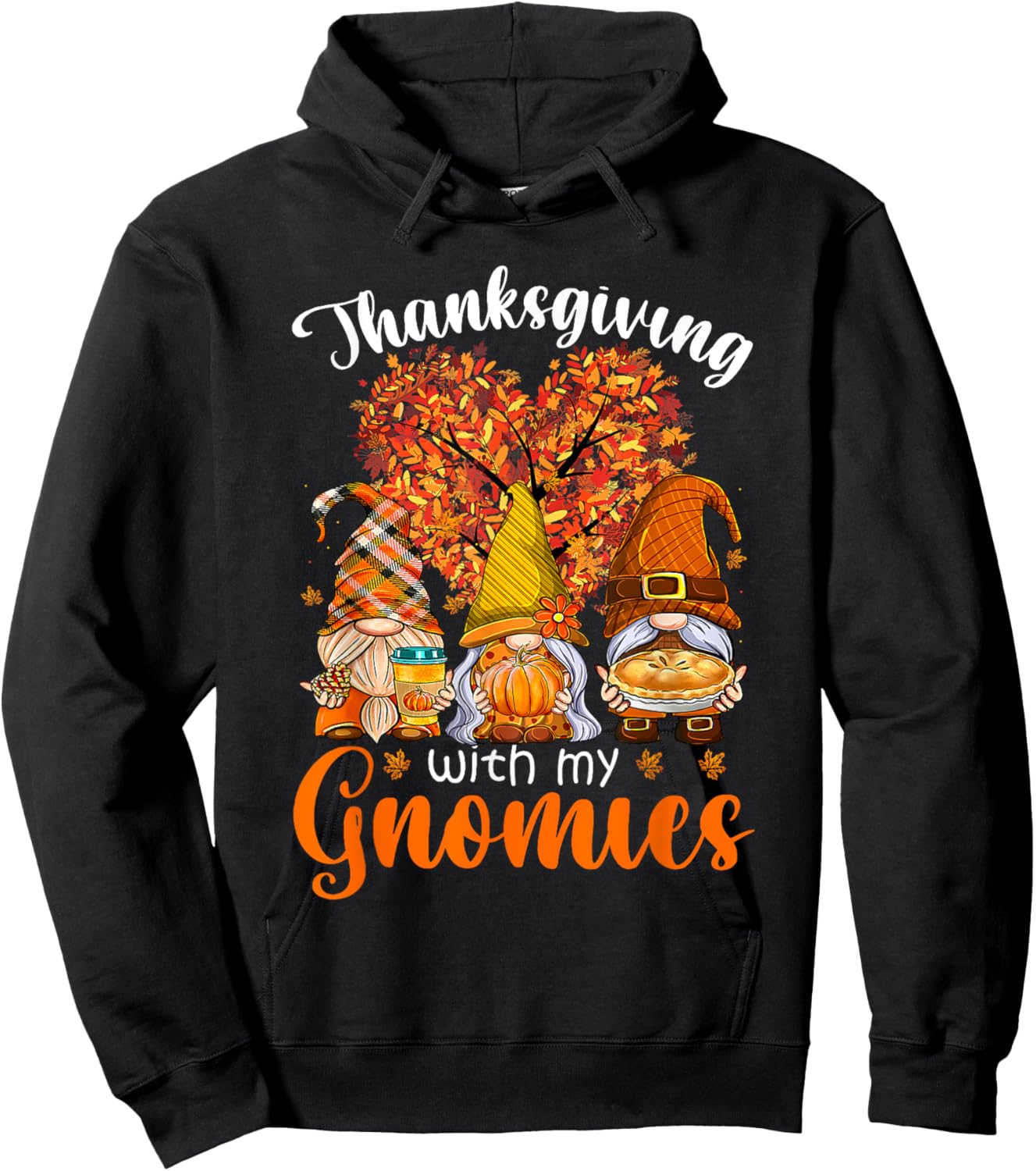 Thanksgiving With My Gnomies Autumn Fall Pumpkin Gnomes Hoodie - Hoodie | Black