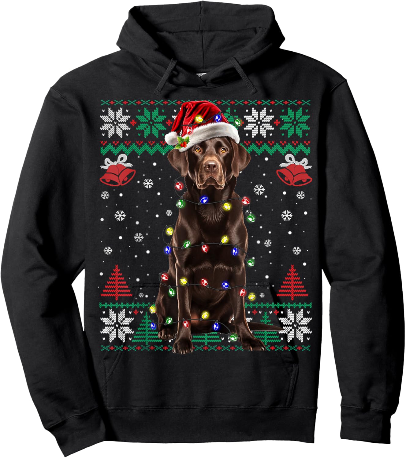 Chocolate Labrador Christmas Santa Ugly Sweater Lab Dog Love Hoodie - Hoodie | Black