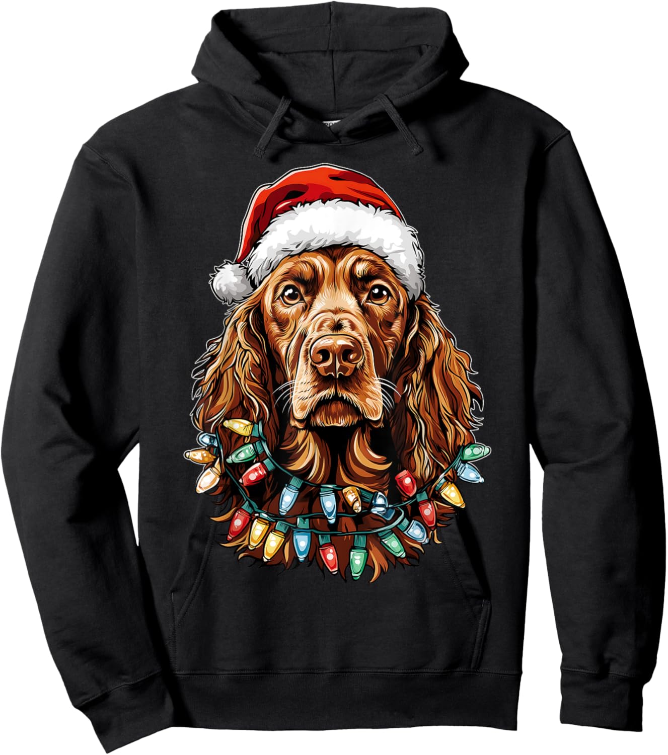 Irish Setter Dog Christmas Hat Xmas Hoodie - Hoodie | Black