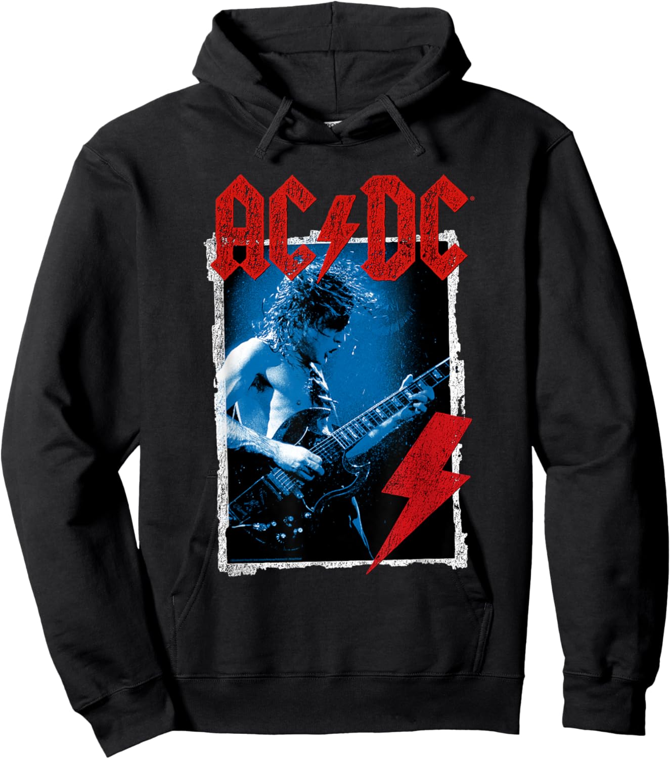 AC/DC Angus Young Blue Photo by Michael Putland Hoodie - Hoodie | Black