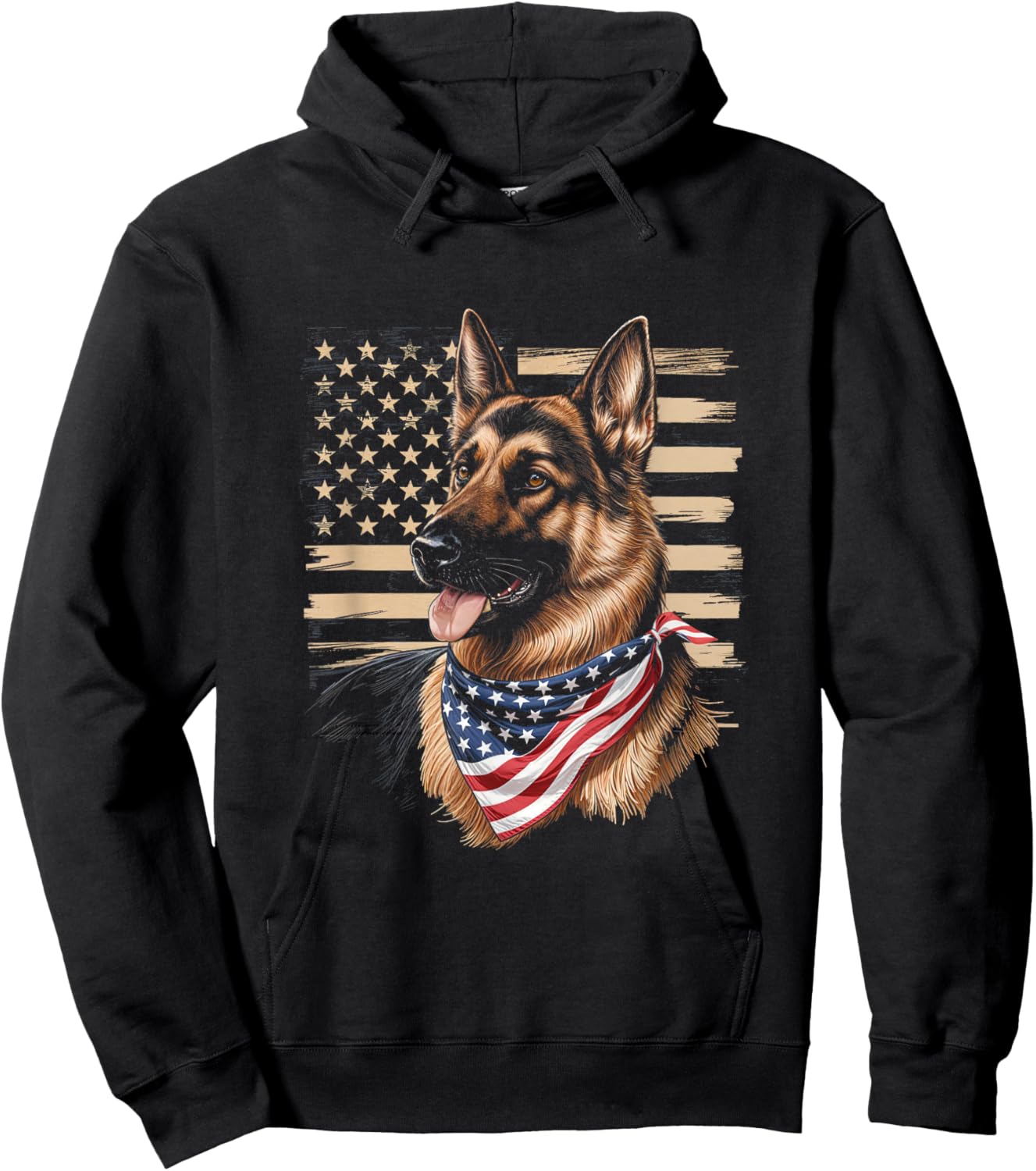 German Shepherd Dog American Flag Patriot Dog Lovers Hoodie - Hoodie | Black