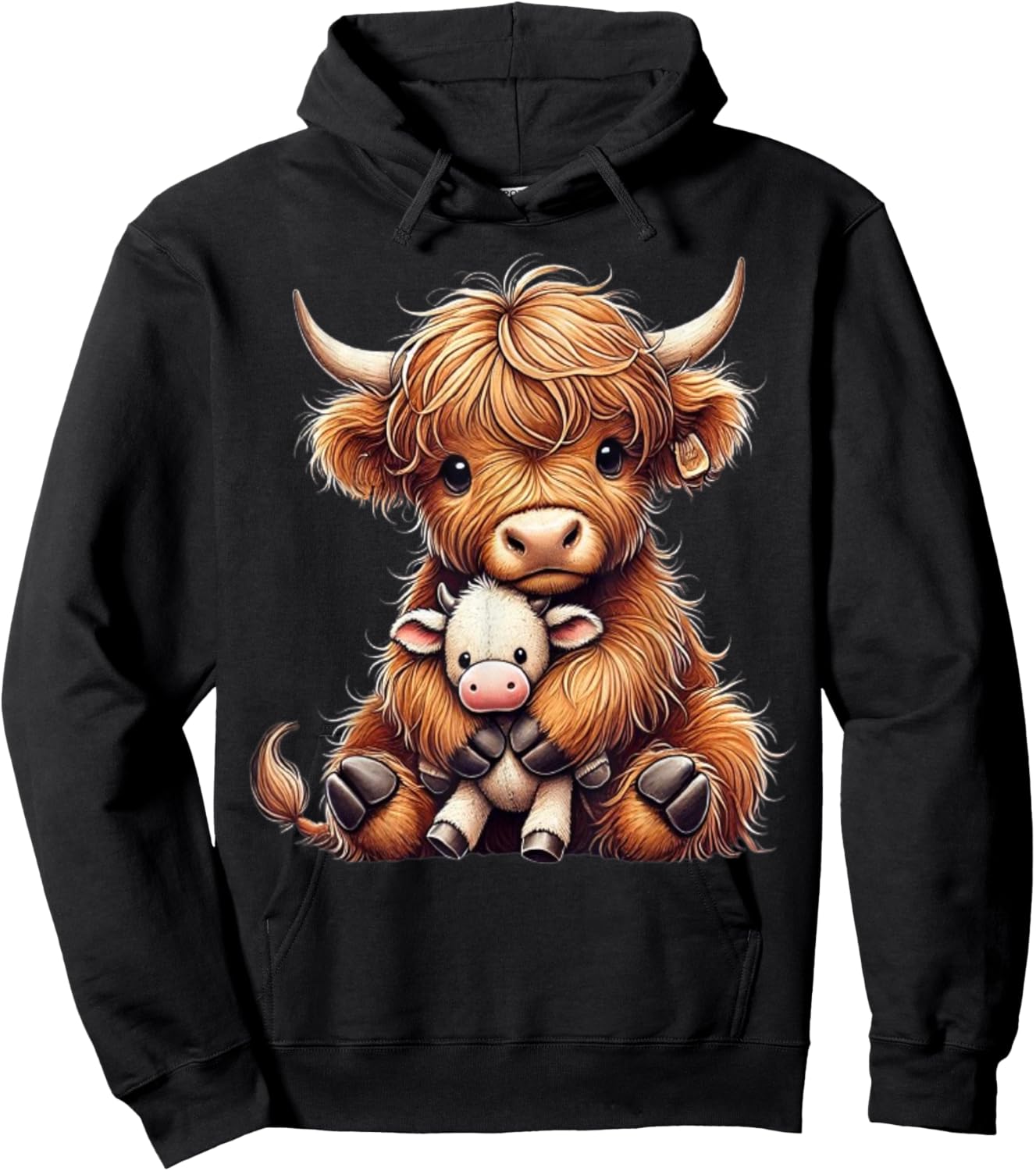 Highland cow design for farmers and highland cow Hoodie - Hoodie | Black