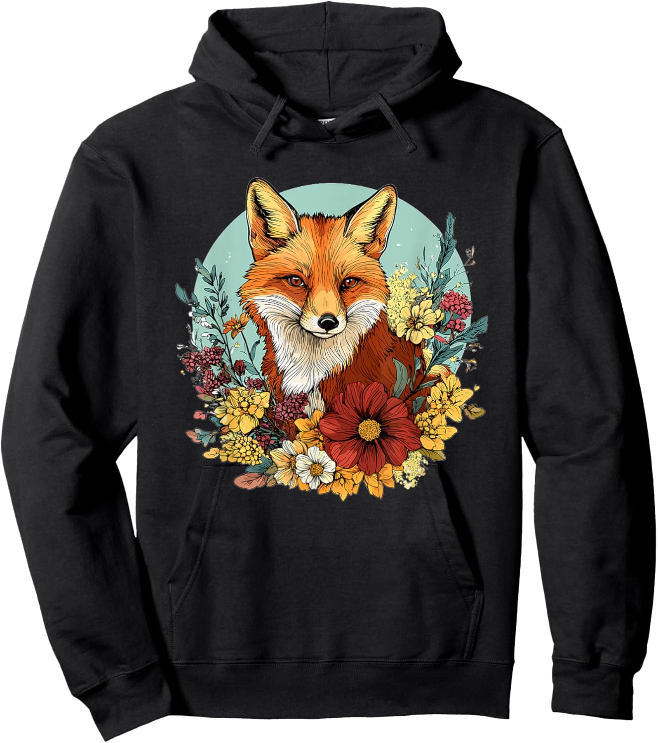 Fox Surrounded By Wildflowers Beautifully Hoodie - Hoodie | Black