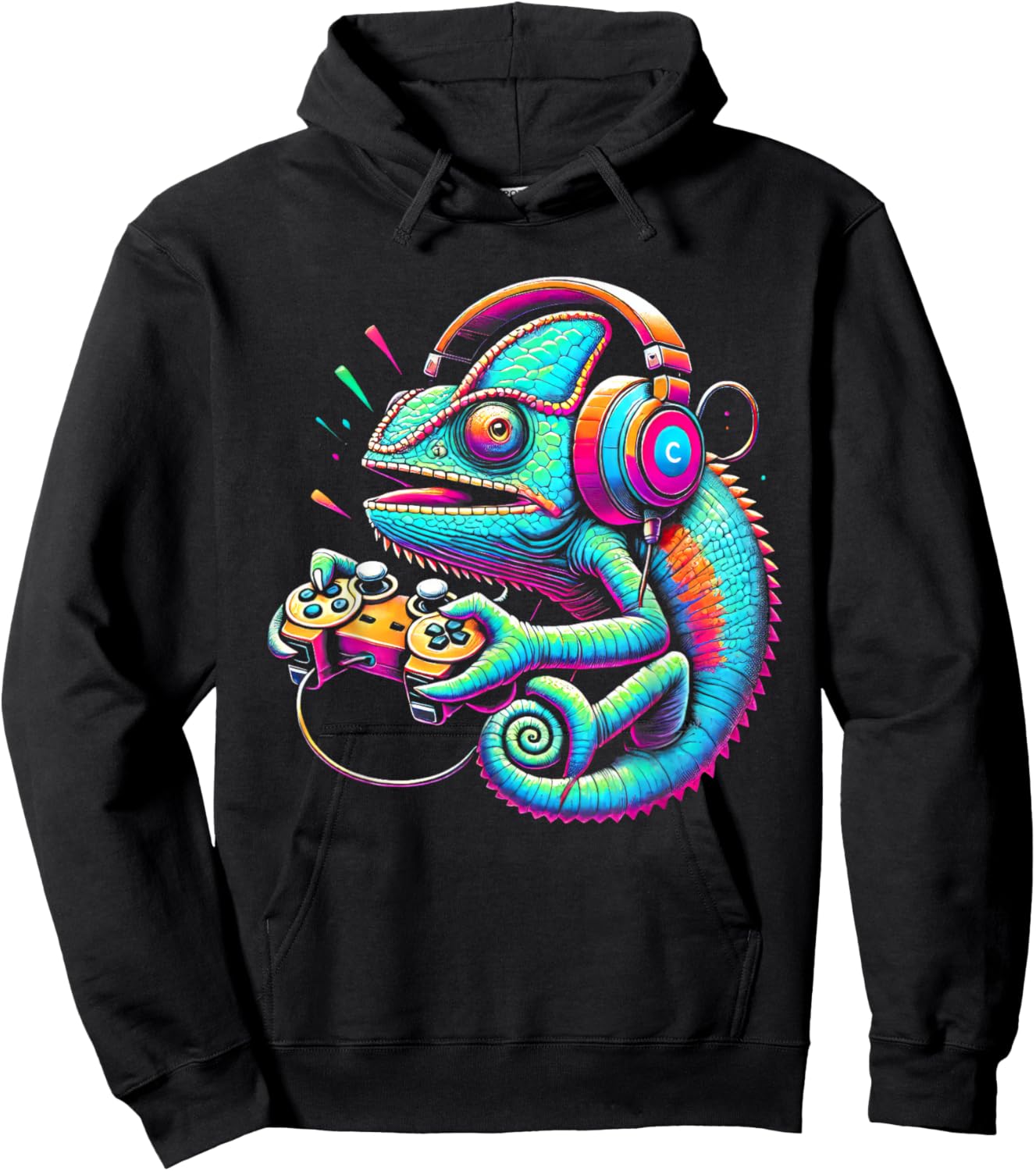 Chameleon Video Game Controller Funny Hoodie - Hoodie | Black
