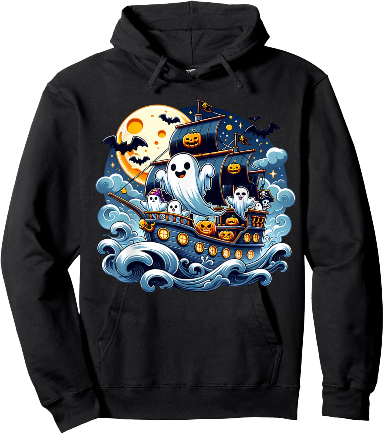 Halloween Spooky Ghost Pirate Ship Adventure Ghost Ship Hoodie - Hoodie | Black