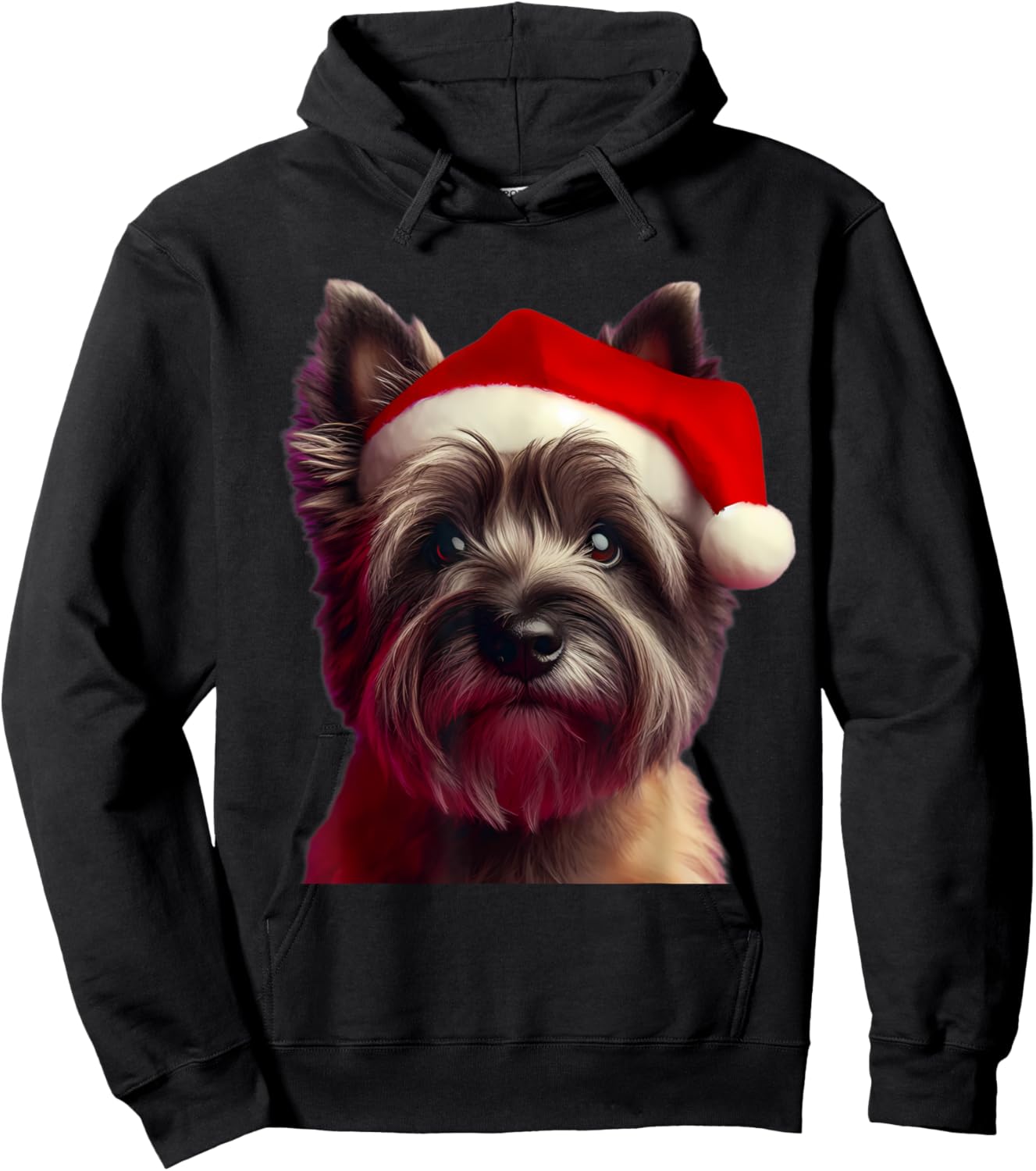 Cairn Terrier With Santa Hat Christmas Dog Owner Lover Mom Women Kids Hoodie - Hoodie | Black