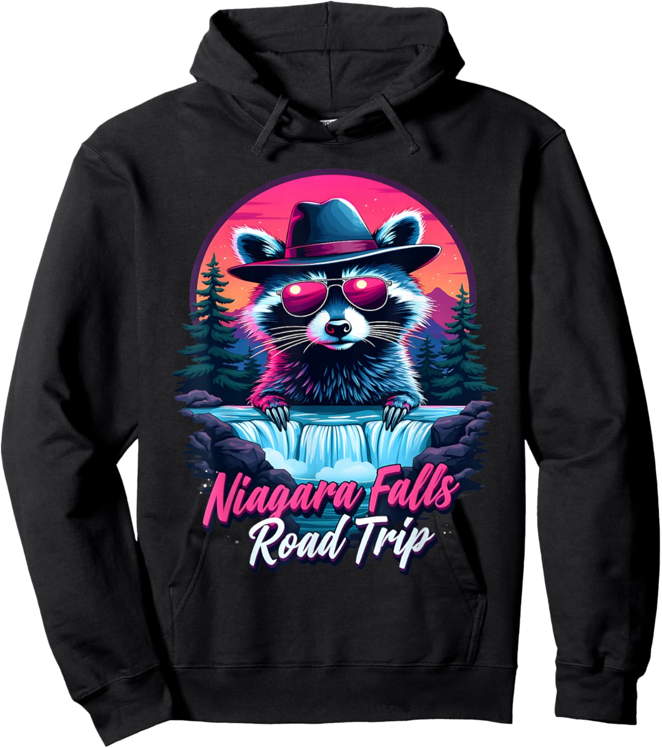 Road Trip Squad Niagara Falls Souvenirs Family Raccoon Hoodie - Hoodie | Black
