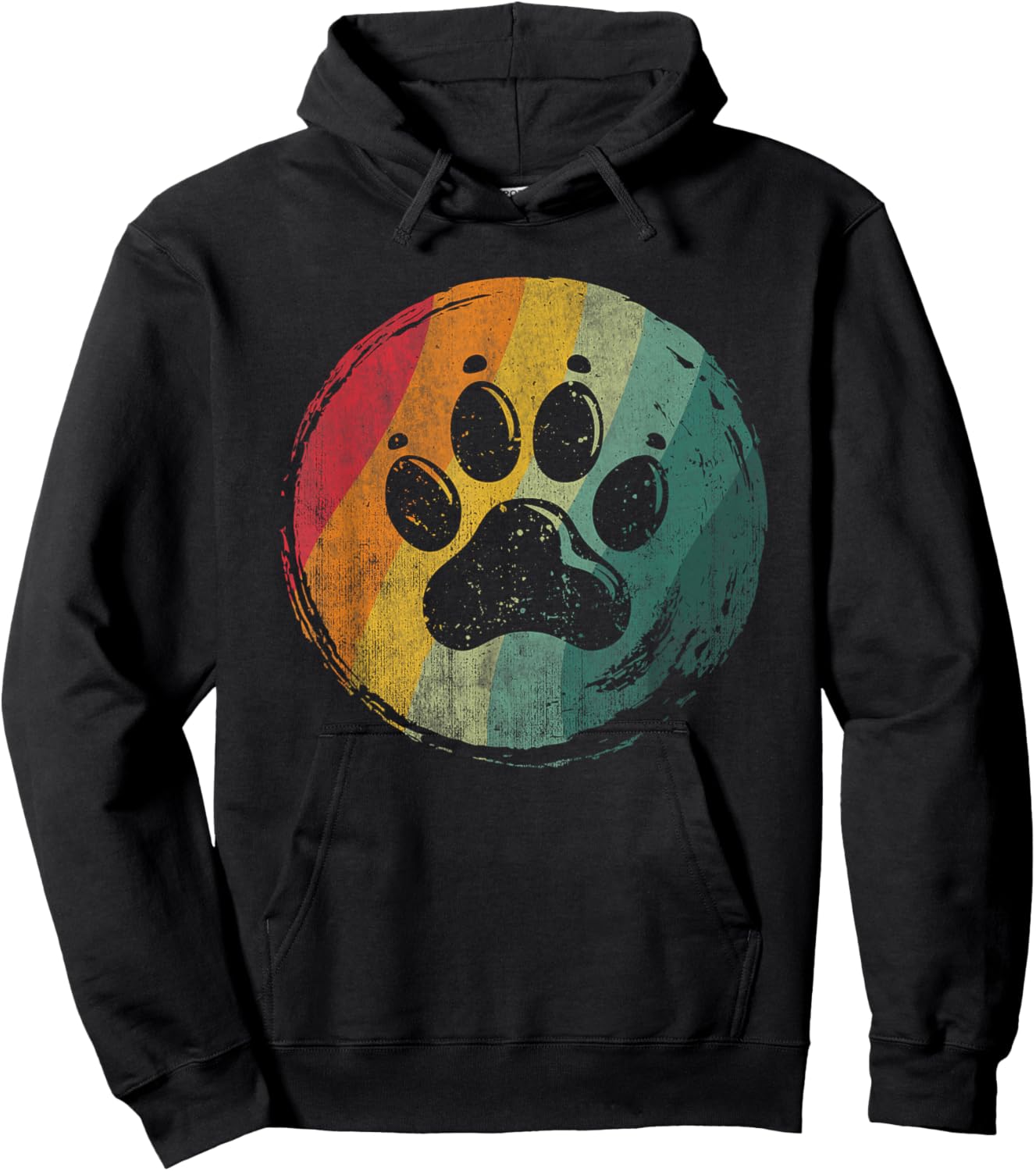 Retro Dog Paw Design Women Kids Hoodie - Hoodie | Black