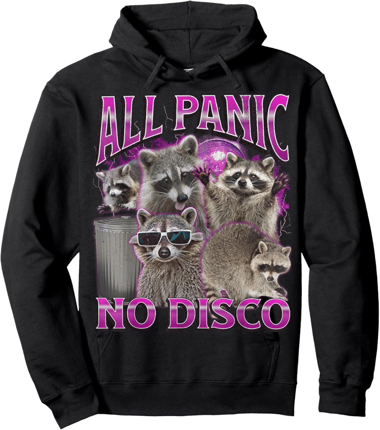 All Panic No Disco Funny Raccoon Meme Bootleg Graphic 90s Hoodie - Hoodie | Black