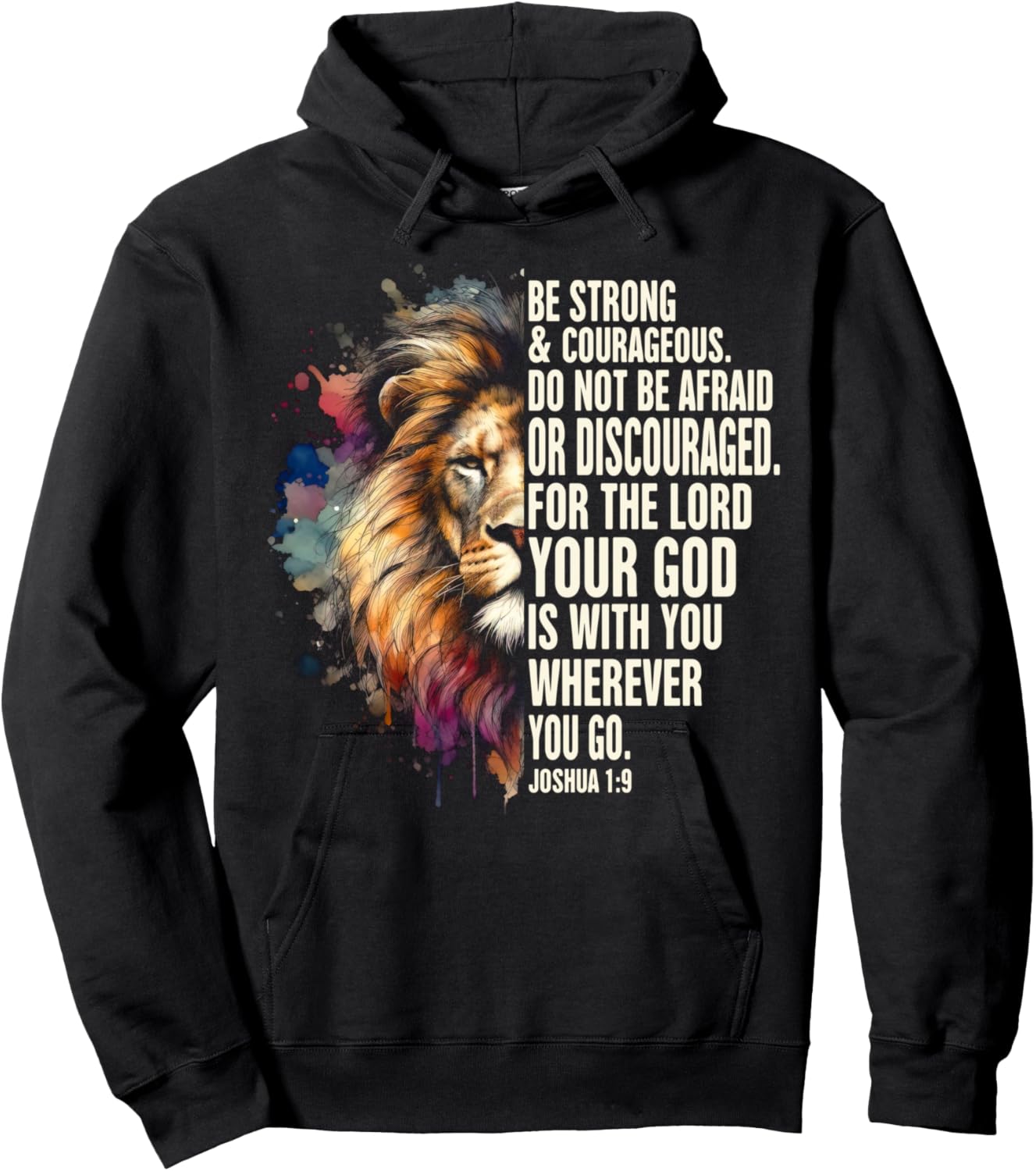 Christian Jesus God Bible Verse Be That Strong & Courageous Hoodie - Hoodie | Black