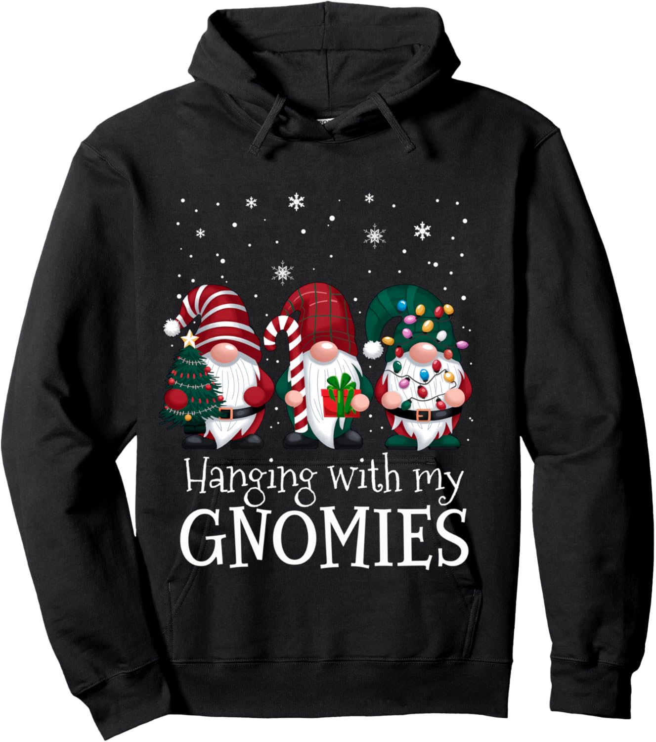 Hanging With My Gnomies Family Christmas Gnome Xmas Holiday Hoodie - Hoodie | Black