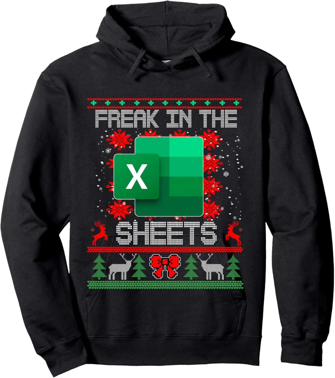 Freak In The Sheets Excel Spreadsheet Ugly Christmas Sweater Hoodie - Hoodie | Black