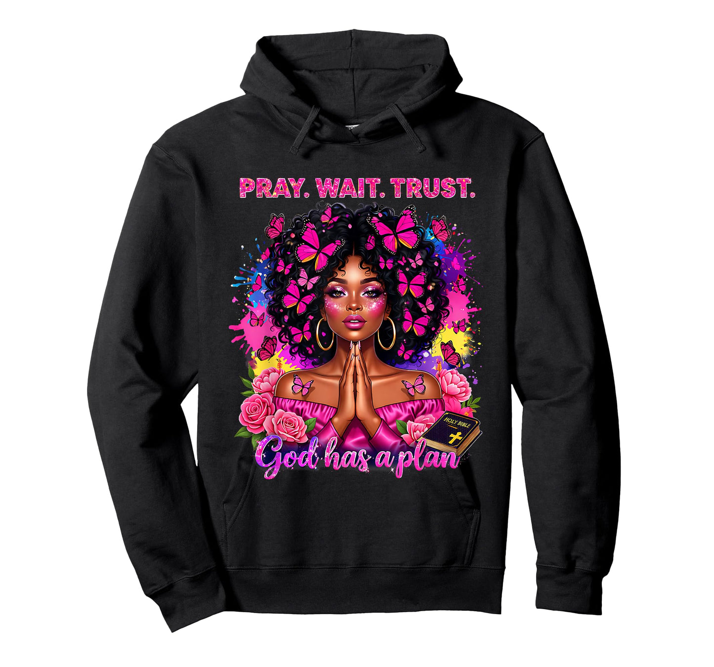 Christian Afro Faith God African American Black Women T-Shirt - Hoodie | Black